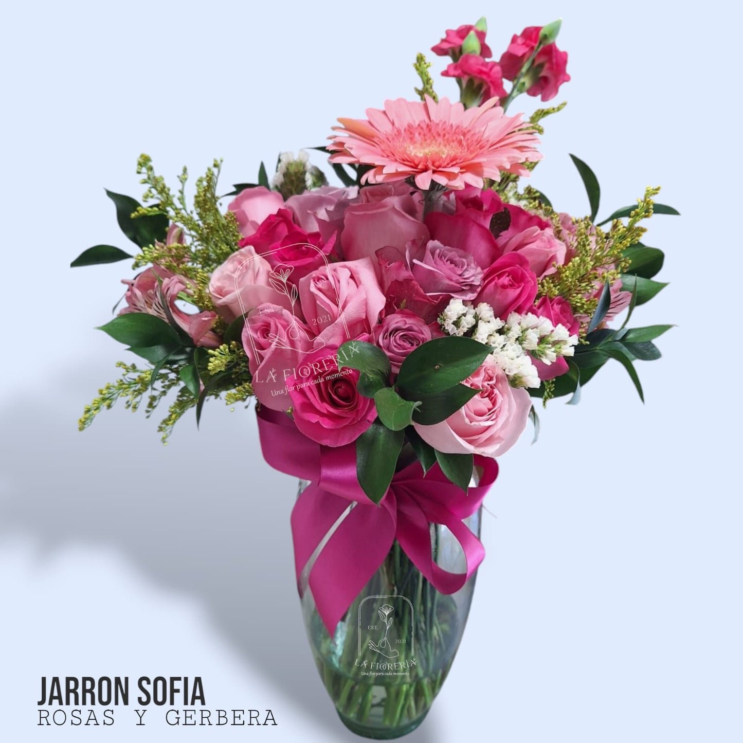 Jarrron de Rosas y Gerbera